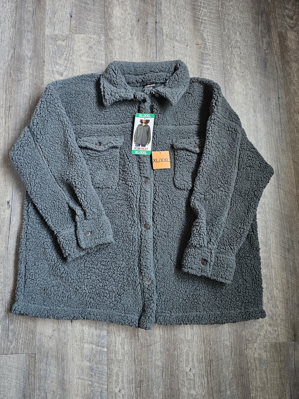 Cozy Charcoal Sherpa Shacket - Plush Button-Front Jacket